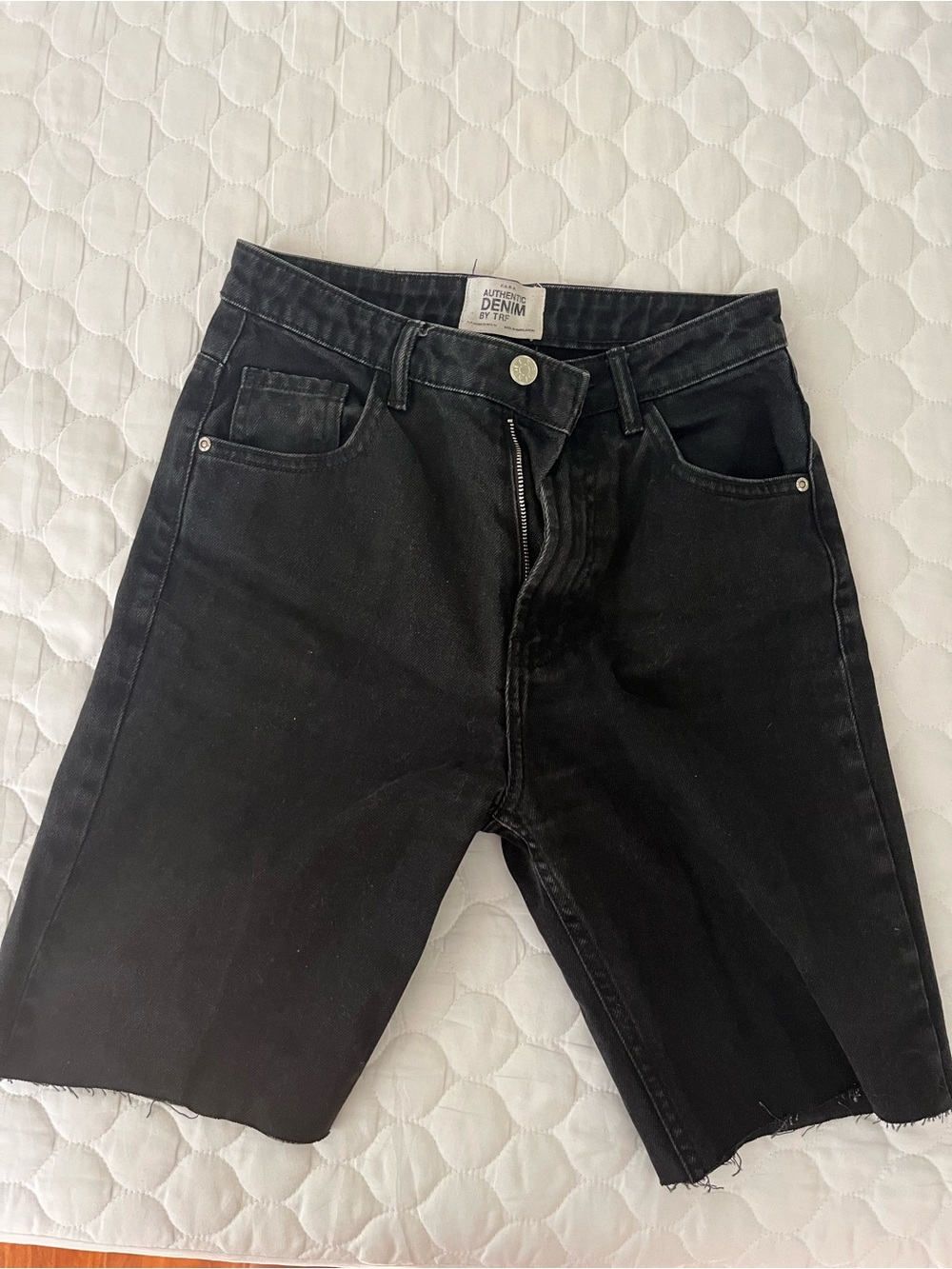 Zara Black High-Rise Denim Shorts